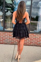 Strapless A-Line Tiered Short Homecoming Dress