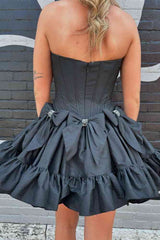 Strapless A-Line Homecoming Dress with Gorgeous Bows