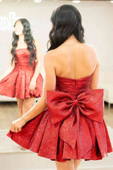 Strapless A-Line Short Homecoming Dress with Bow