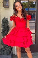 Off-the-Shoulder Corset Ruffle Tiered Homecoming Dress