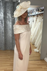 Ivory Off-the-Shoulder Mother of the Bride Dress