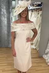 Ivory Off-the-Shoulder Mother of the Bride Dress