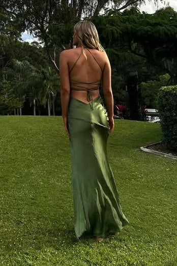 Green Sexy Spaghetti Straps Mermaid Prom Dresses with Slit