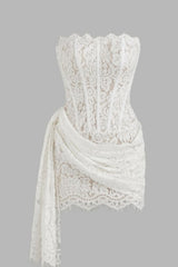 Chic Strapless Mermaid Lace Short Prom Dress