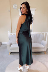 Hunter Green Halter Mermaid Bridesmaid Dress