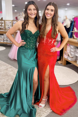 Hot Pink Appliques Halter Mermaid Long Formal Gown