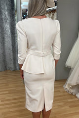 Ivory Round Neck Ruffles Mother of the Groom Dress