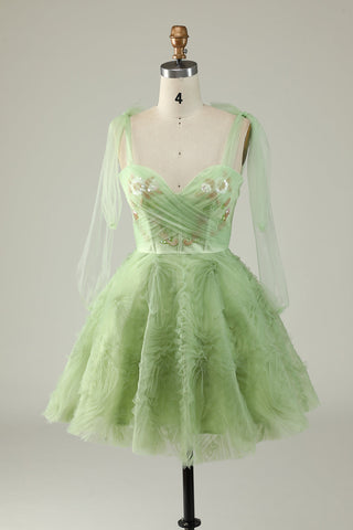 Sage Sweetheart A-Line Homecoming Dress with Ruffles