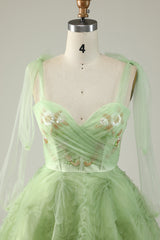 Sage Sweetheart A-Line Homecoming Dress with Ruffles