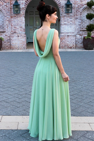 Ivy Chiffon Cowl Backless A-Line Long Gown