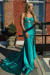 Shining Rhinestone Strapless Mermaid Prom Dress with Side Split