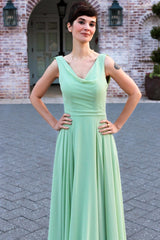 Ivy Chiffon Cowl Backless A-Line Long Gown