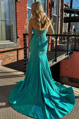 Shining Rhinestone Strapless Mermaid Prom Dress with Side Split