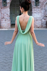 Ivy Chiffon Cowl Backless A-Line Long Gown