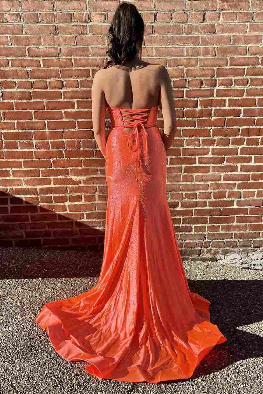 Shining Rhinestone Strapless Mermaid Prom Dress with Side Split