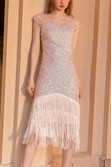 Chic Sparkling Fringe Sequins Tassel Sweetheart Formal Dress