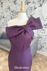 Bow Asymmetrical Neck Mermaid Fitted Mother of the Bride Dress