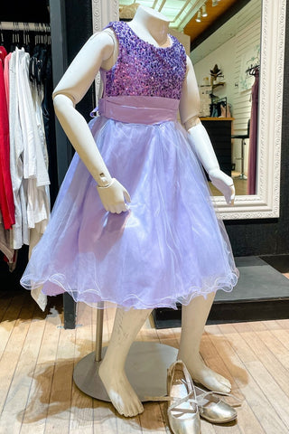 Purple Sequin Tulle Sleeveless A-Line Girl Party Dress