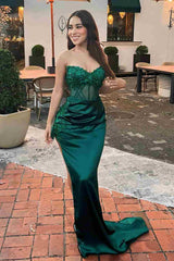 Applique Green Sweetheart Mermaid Long Formal Dress