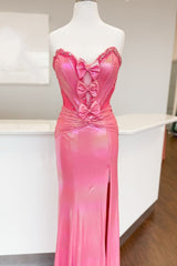 Stylish Blushing Pink Sweetheart Mermaid Prom Dress with Bowknot