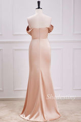 Mermaid Champagne Off-the-Shoulder Long Bridesmaid Dress