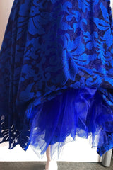 Royal Blue Lace A-Line Short Mother of the Bride Dress with Cap Sleeves