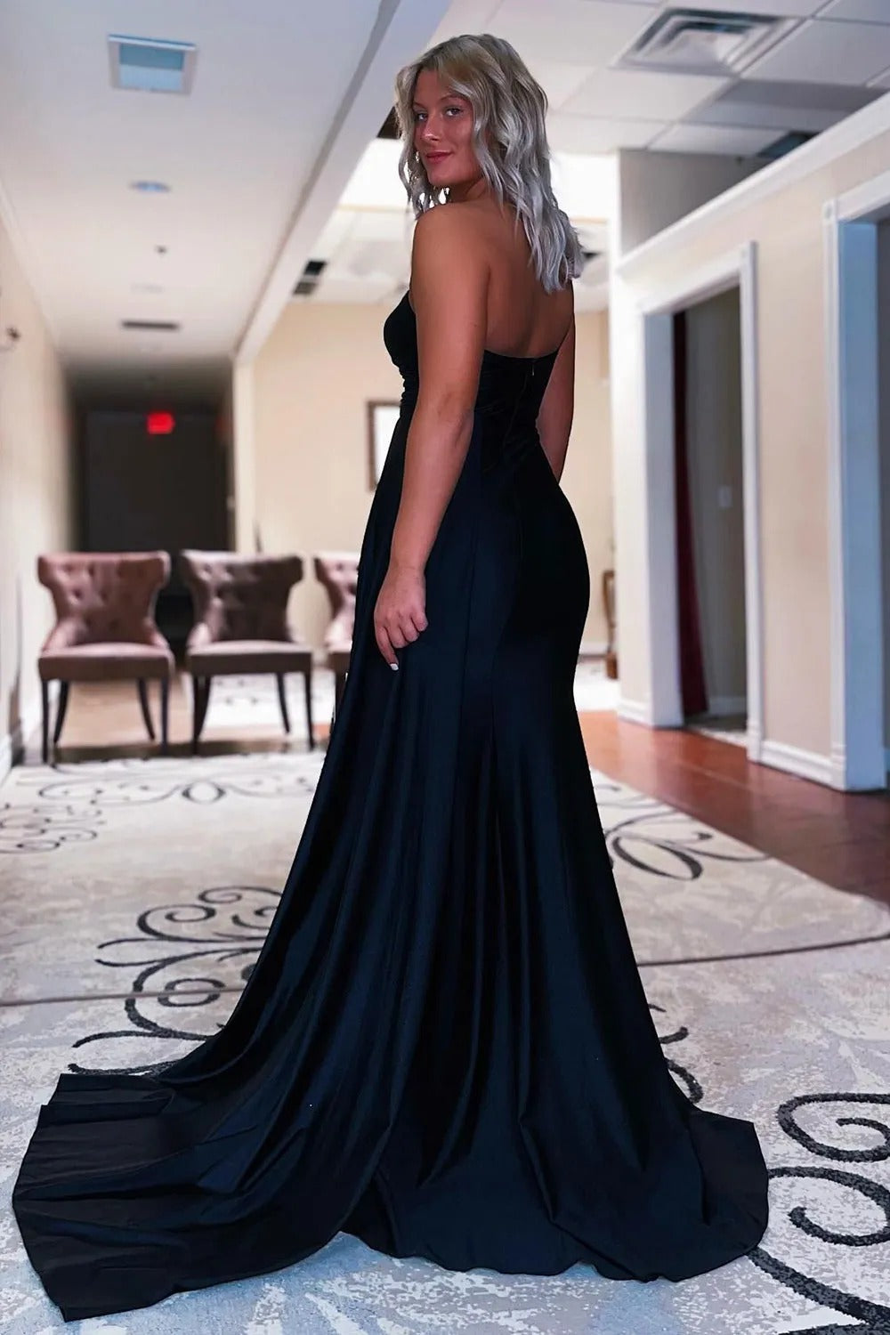 Black Mermaid One Shoulder Long Prom Dress