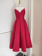 Black Satin A line Spaghetti Straps Long Prom Dress