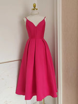Black Satin A line Spaghetti Straps Long Prom Dress