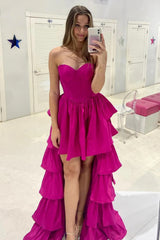 Black Tiered A-Line Sweetheart Long Corset Prom Dress