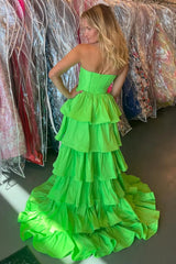 Black Tiered A-Line Sweetheart Long Corset Prom Dress