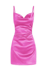 Champagne Spaghetti Straps Satin Homecoming Dress
