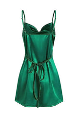 Champagne Spaghetti Straps Satin Homecoming Dress