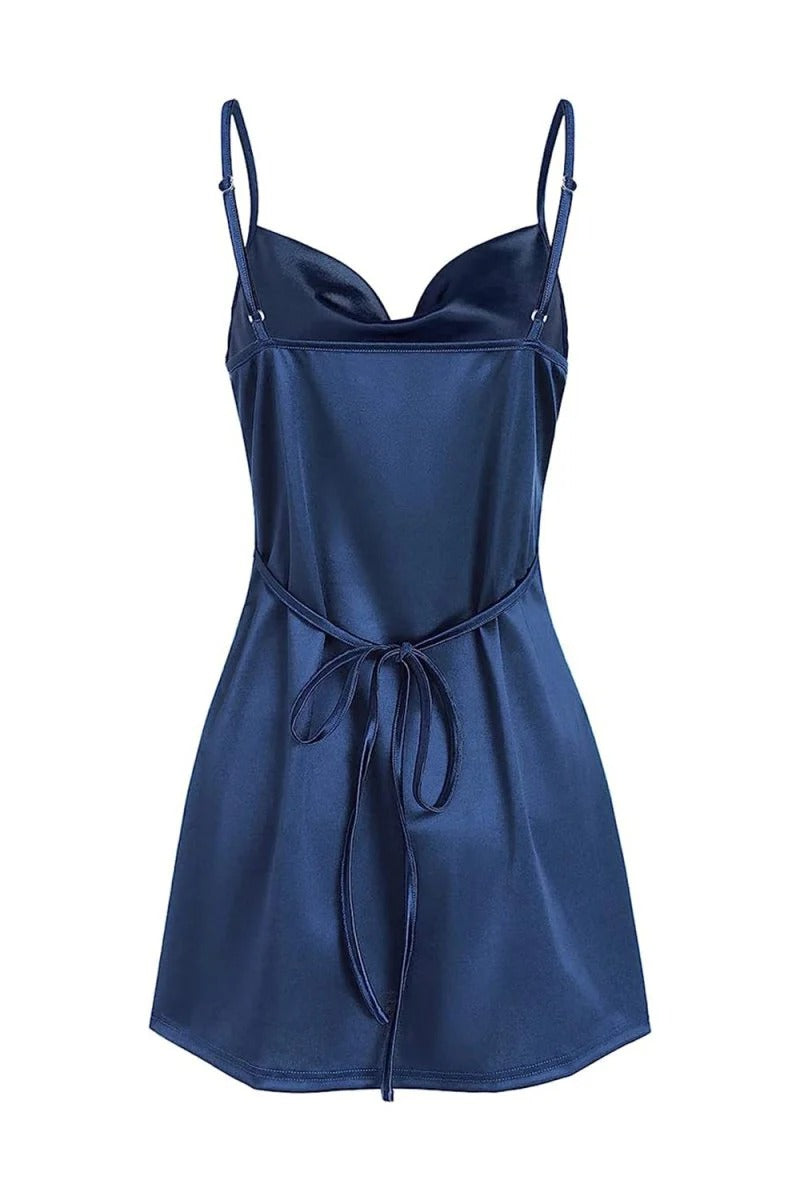 Champagne Spaghetti Straps Satin Homecoming Dress