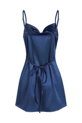 Champagne Spaghetti Straps Satin Homecoming Dress