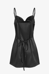 Champagne Spaghetti Straps Satin Homecoming Dress