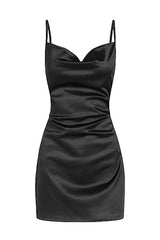 Champagne Spaghetti Straps Satin Homecoming Dress