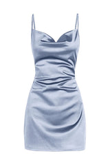 Champagne Spaghetti Straps Satin Homecoming Dress