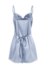 Champagne Spaghetti Straps Satin Homecoming Dress