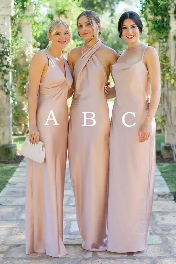 Mismatched Long Bridesmaid Dresses with Sleeveless