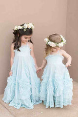 Mist Tulle Spaghetti Straps A-Line Flower Girl Dress