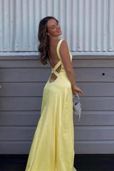 Green Spaghetti Straps Sheath Satin Long Prom Dress