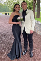 Green Strapless Ruched Mermaid Long Prom Dress
