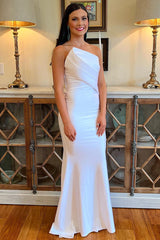 Green Strapless Ruched Mermaid Long Prom Dress