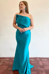 Green Strapless Ruched Mermaid Long Prom Dress