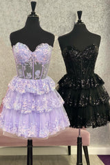 Lavender Beautiful Sweetheart Strapless A-Line Homecoming Dress with Ruffles
