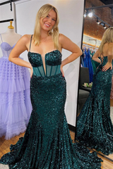 Stunning Spaghetti Straps Mermaid Long Prom Dress