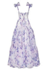 Princess Flower Print Sweetheart A-Line Lace-up Long Formal Dress