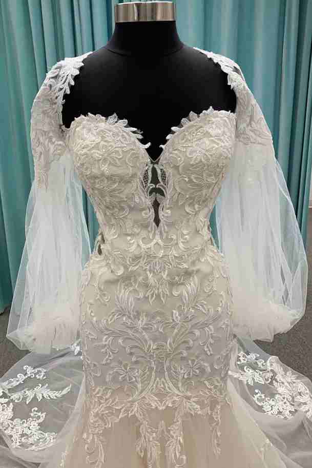 Lace Mermaid Long Sleeves Sweetheart Mermaid Dreamy Long Wedding Dress