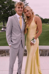 Pink Satin Mermaid Backless Long Prom Dress